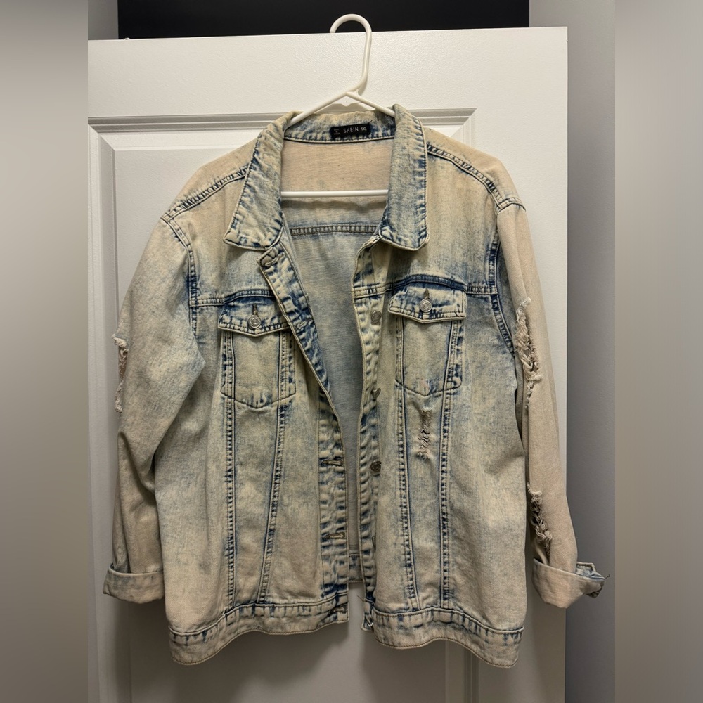 Washed Jean Jacket- SHEIN 1XL